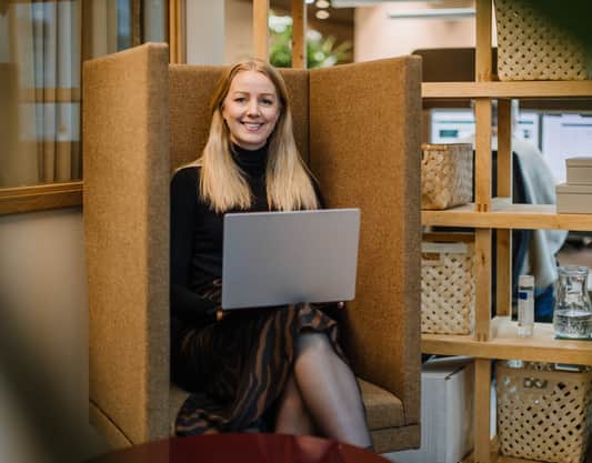 One person with laptop.